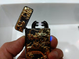 Flameless, windproof Gold Chinese Dragon Plasma Lighter