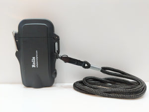 Black Compact Waterproof Plasma Lighter, Flashlight & Lanyard