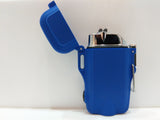 Blue Compact Waterproof Flashlight Plasma Lighter with Lid Open