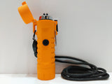 Orange Waterproof Flashlight Lighter with Lanyard