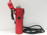 Red Waterproof Flashlight Plasma Lighter with Lanyard